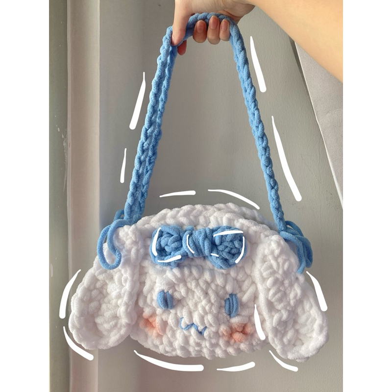 (READY)Crochet Cinnamoroll Bag | Cinnamoroll ShoulderBag | Tas Rajut Cinnamoroll | Tas Bahu Rajut