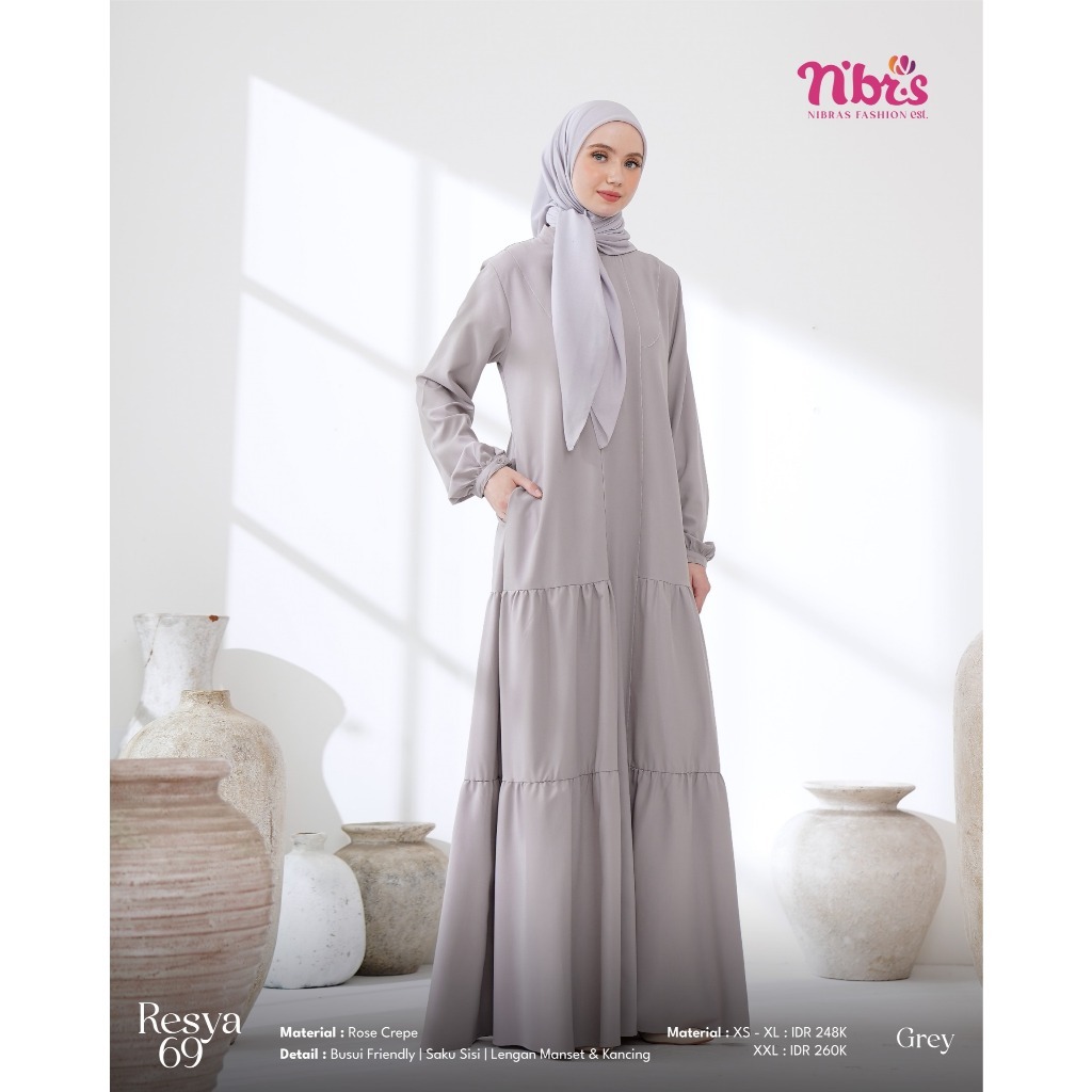 Gamis Nibras RESYA 69 Gamis Nibras Termurah Busana Muslim Wanita Kekinian Gamis Wanita Polos