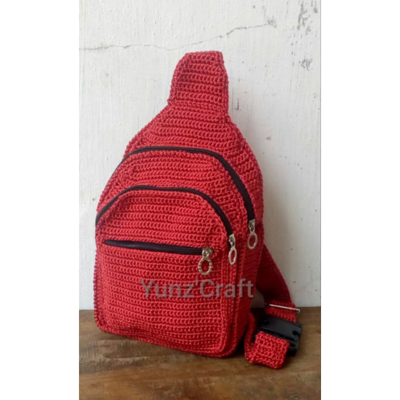 tas cowok, tas pria, waish bag pria, tas rajut pria, waish bag rajut pria