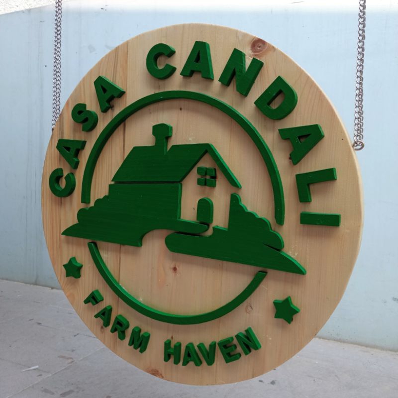 Sing board plang bulat cafe & resto custom 60 cm