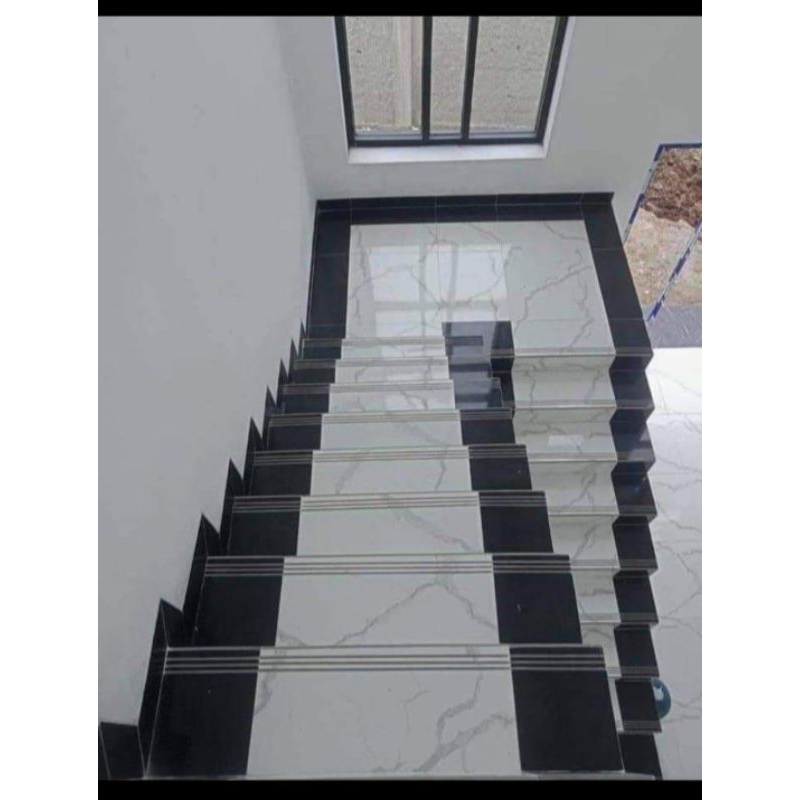 keramik granit tangga 30×90 20×90 tangga kombinasi hitam carara request costoum ukuran bordes Lis pl
