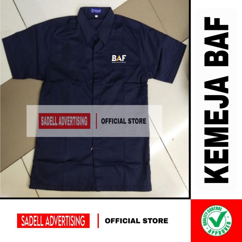 Kemeja BAF Seragam Bussan Auto Finance Navy Lengan Pendek Pria Bordir