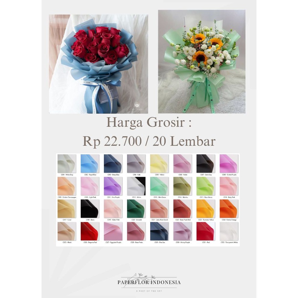 

Terlaris 2 LEMBAR TRANSPARENT MATTE CELLOPHANE KERTAS WRAP PEMBUNGKUS BUNGA