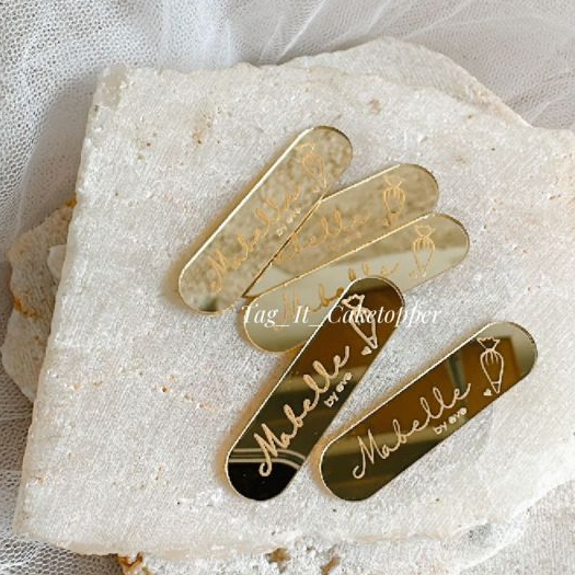 

Custom Acrylic Mirror Mini Cake Tag | Hampers Akrilik | Round Hangtag Topper Mini Hiasan Tusukan Label Logo Kue Label / Brand Gantungan Hijab Pastry Patisserie Gold Mirror