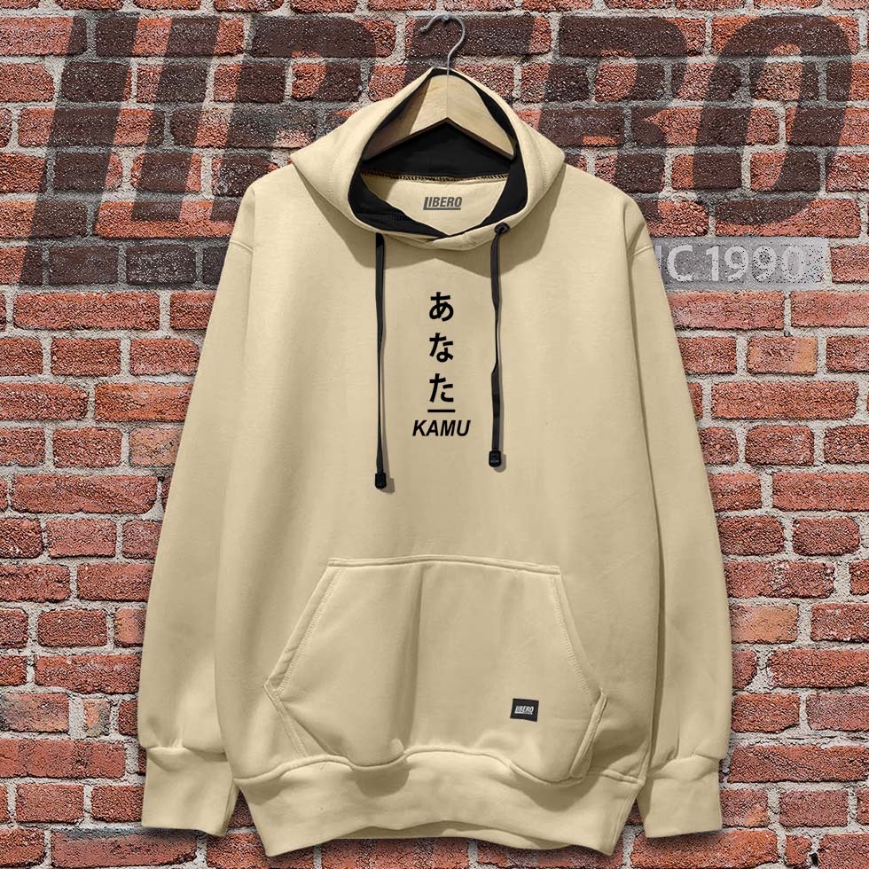 Popsitive Sweater Hoodie Premium Pria Distro Sablon Japanese Warna Cream Original Tebal Size M L XL 