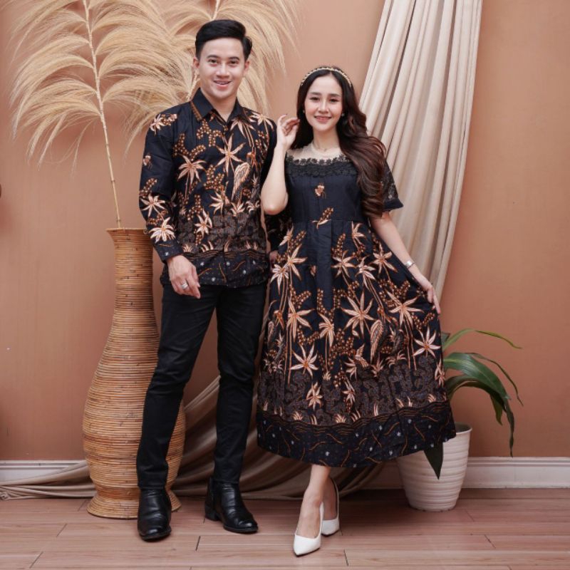 DRESS PESTA KOMBINASI BROKAT DAN RENDA DRESS BATIK PREMIUM COUPLE KEMEJA PRIA BAJU WANITA ATASAN PRI