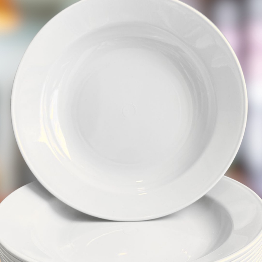Wah 1 LUSIN PIRING MAKAN 9 PUTIH HIJAU MELAMIN SEMI MELAMINE