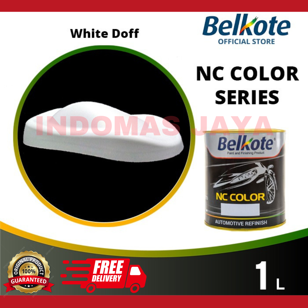 Cat Duco Nc White Doff Belkote - Belkote NC Color Series - Solid, Putih Doff, 1L (Cat Duco / Cat Mob