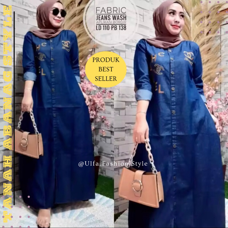 gamis jeans jumbo / gamis jeans / gamis / gamis lepis terbaru / gamis jeans terbaru / gamis jeans pr