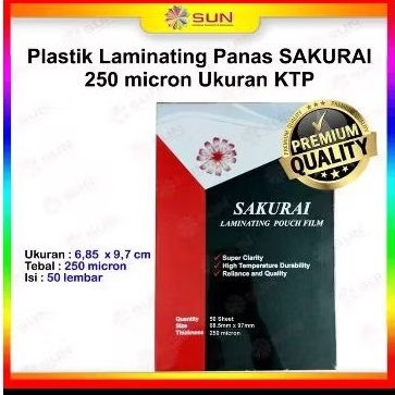 

plastik laminating SAKURAI 250 Micron Ukuran KTP