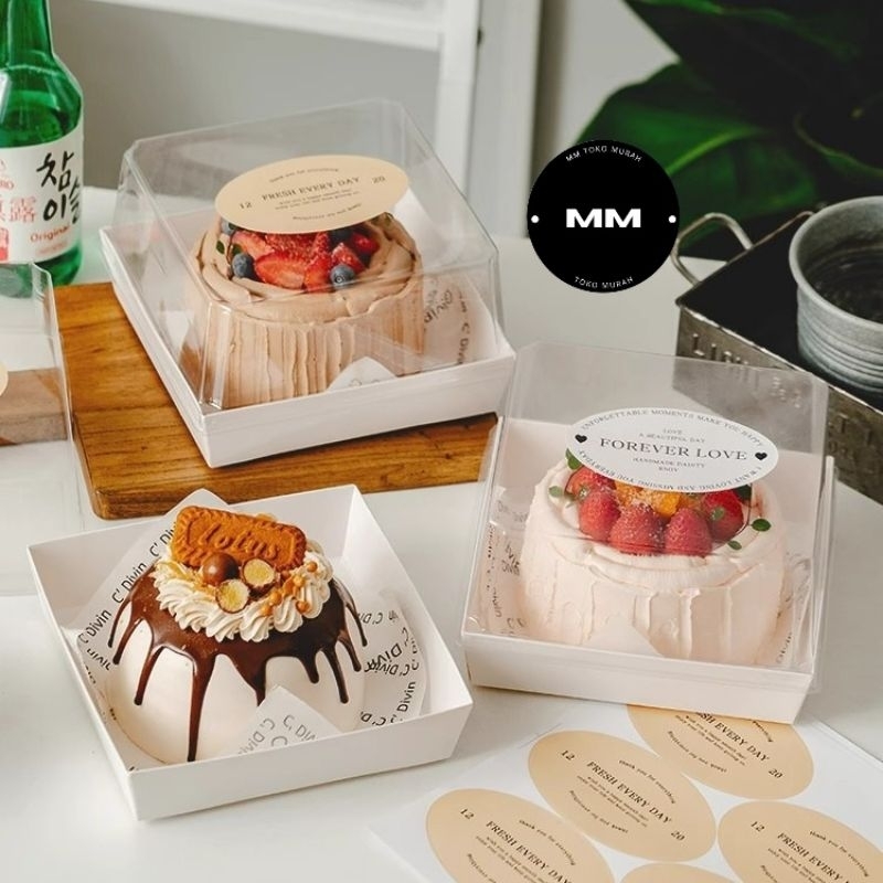 

D3v!! 10Pcs Paper Box Kue Tart 16x16x10Cm Box Kotak Dus Mika Kue Tart 15Cm Bento Box