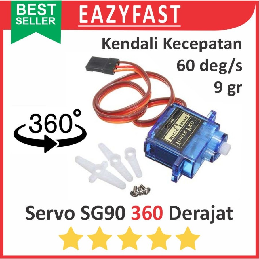 Motor Servo RC SG90 360 Degree Putar Derajat Drajat Continue Continues 9 G Gram 9g Mini Micro Gear B