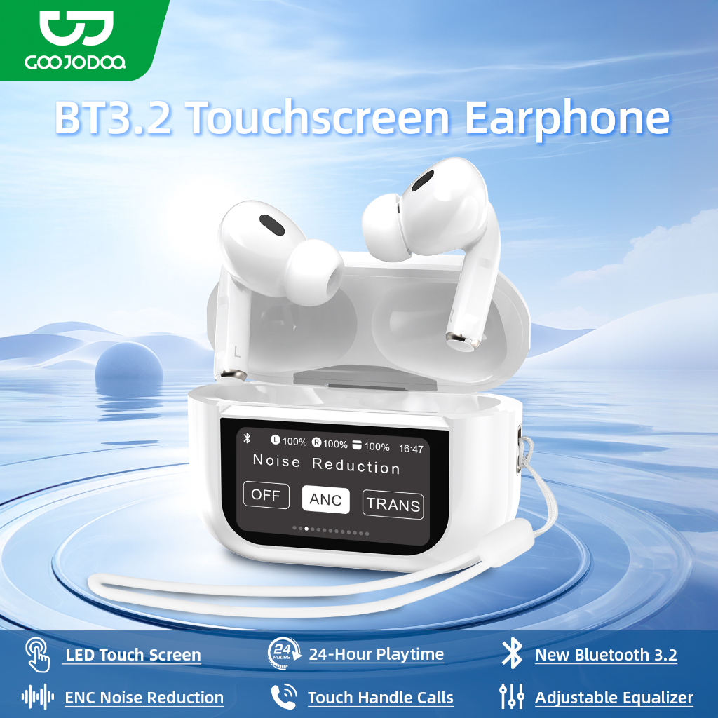 GOOJODOQ TWS J222 LCD Touchscreen ANC TWS Bluetooth Headset Earphone Touch Screen