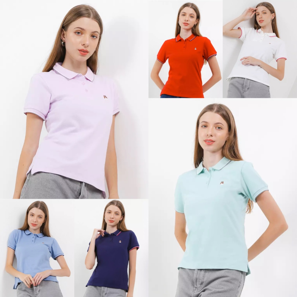 Hush Puppies Rena Striped Collar Polo Original (Kaos Berkerah / Tshirt / Tee Wanita)