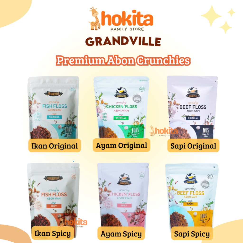 

Grandville Abon Premium Crunchy / Sapi Ori / Sapi Spicy / Ayam Ori / Ayam Spicy 100gr