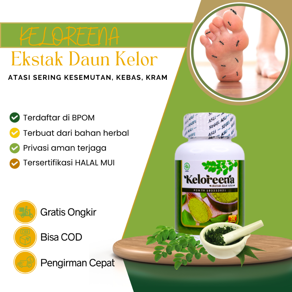 Keloreena - Suplemen Untuk Kebas, Sering Kesemutan, Tubuh Mati Rasa, Solusi Untuk Sering Kram, Kaki 
