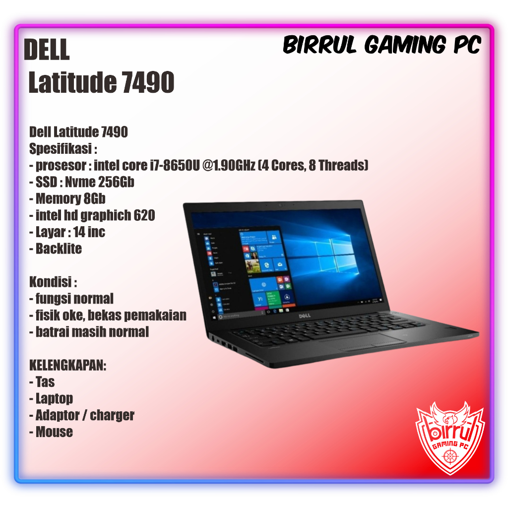 Laptop Dell Latitude 7490 Core i7 8650U I 8Gb I 256Gb