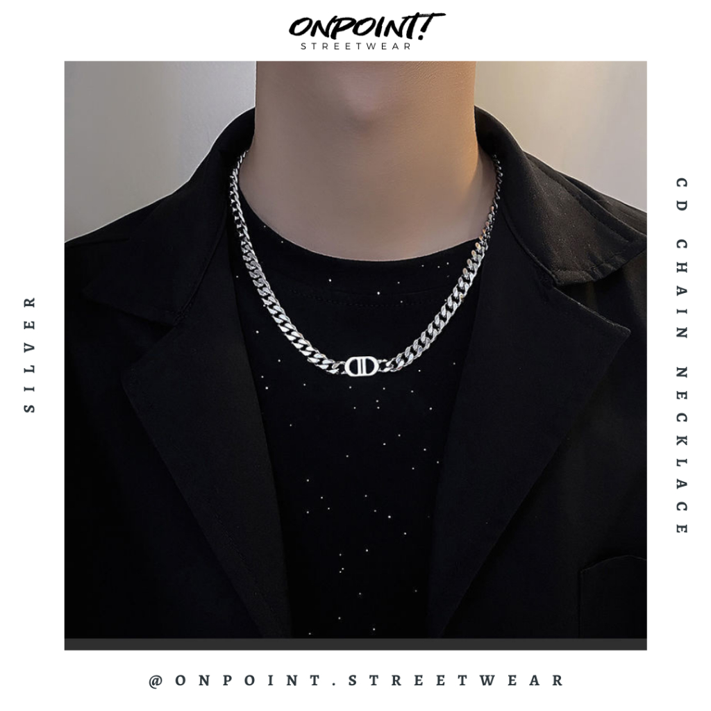 CD Chain Necklace - kalung pria aksesoris pria fashion silver korea streetwear kalung necklace