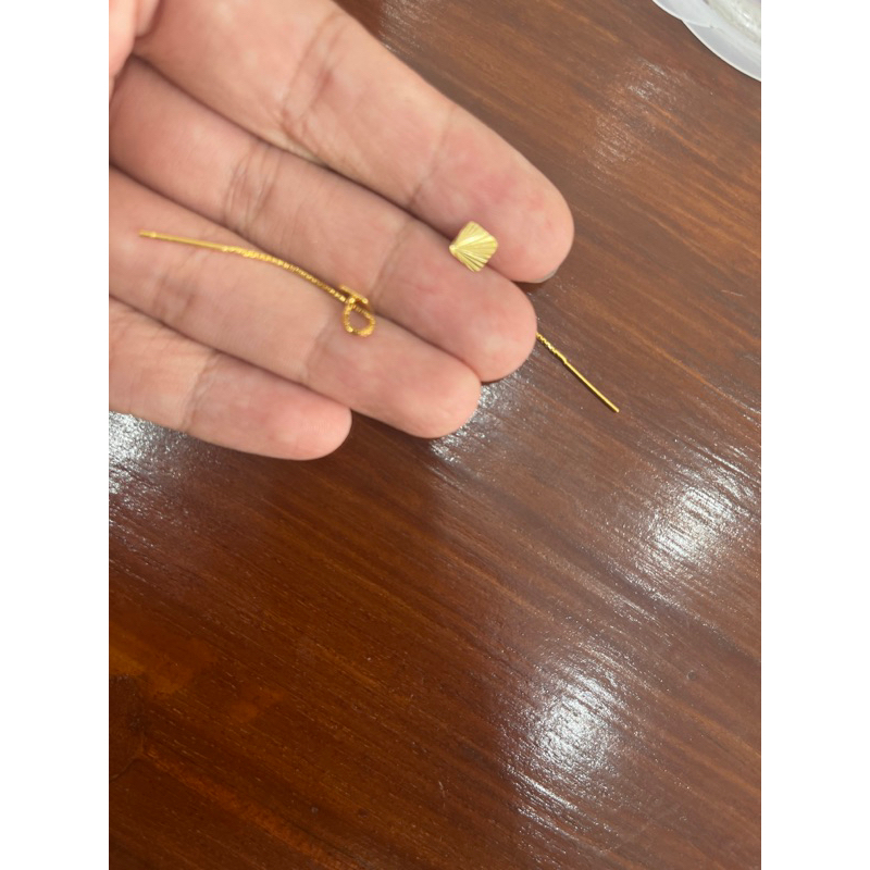 anting panjang model love cristal emas asli kadar 700 16k