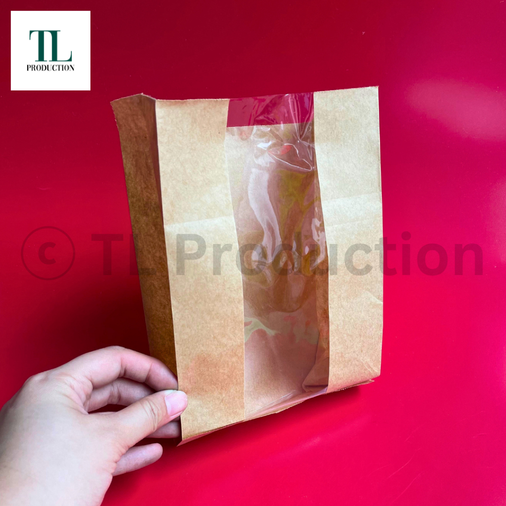 

100pcs Satchel Bag Window Coklat 14x22x9cm Putih 12x21x7cm - Kantong Roti / Paper Bag / Kantong French Fries Putih Coklat Kantong Kertas Kentang Goreng Paper Bag Snack Paper Bag Window - Kantong Kertas Jendela Paper Bag Jendela - Kantong Gorengan Kertas