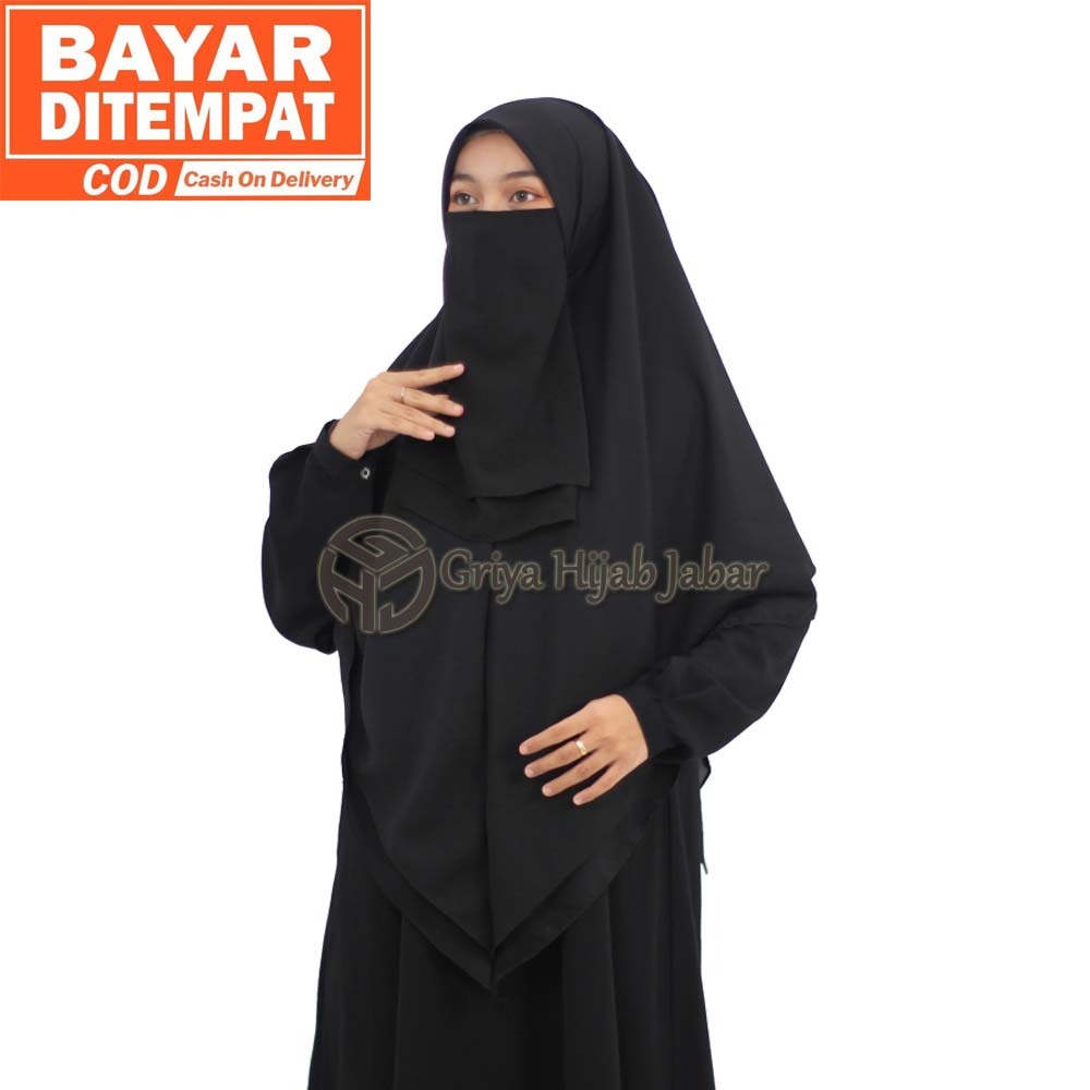 (Free Cadar 2 Layer) Segiempat Instan Jumbo Khimar Mawar Syari Segi Empat Khimar Hijab Jilbab