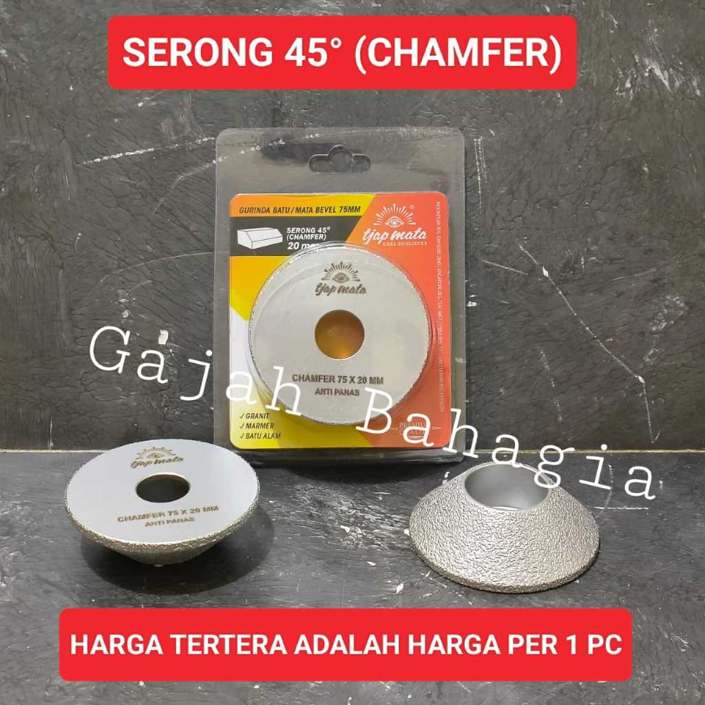 Tjap Mata batu gerinda pinggul granit 3" Serong 45° Chamfer 75 x 20 MM