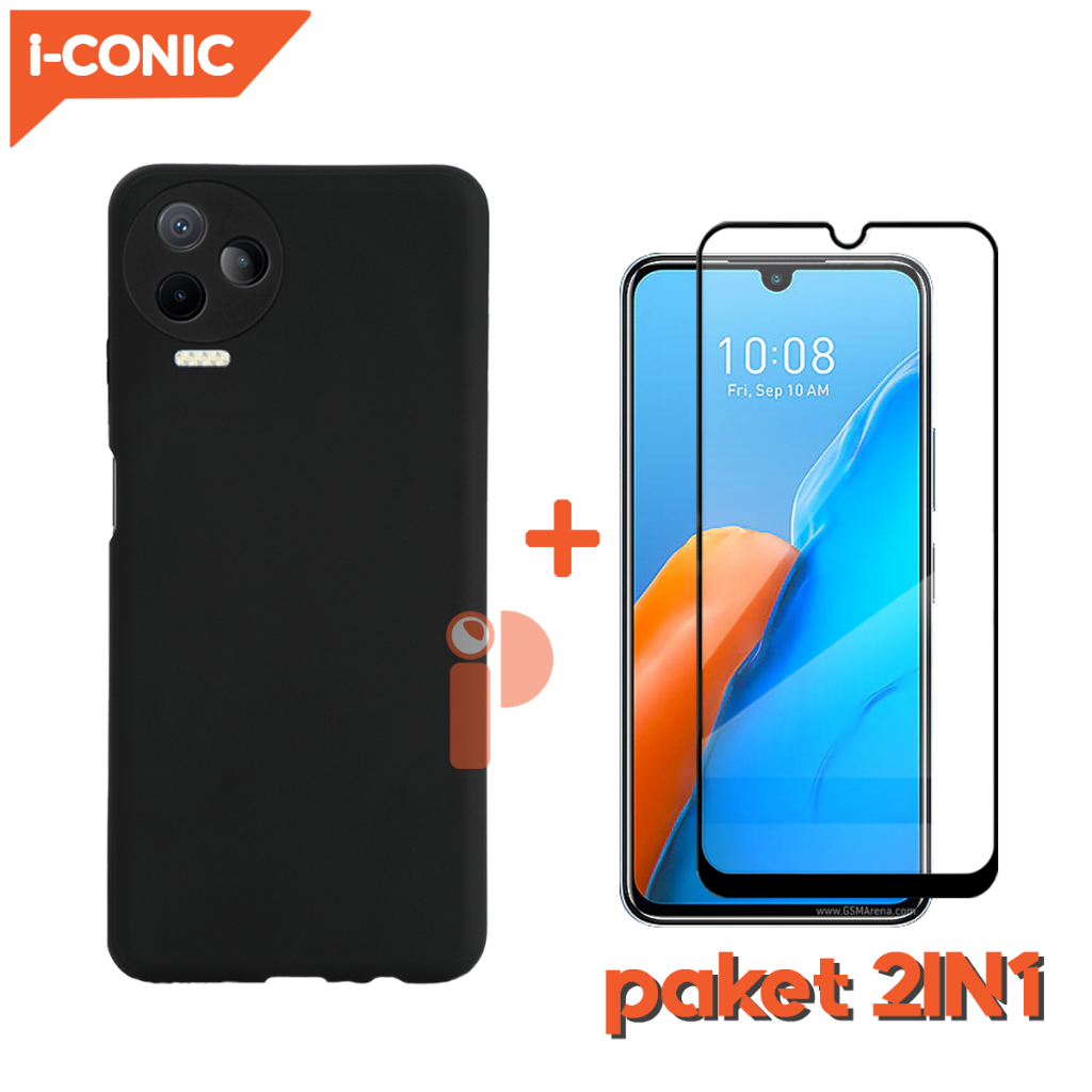 Case Black Matte Infinix 12 Pro 4G New Casing + Tempered Glass Layar