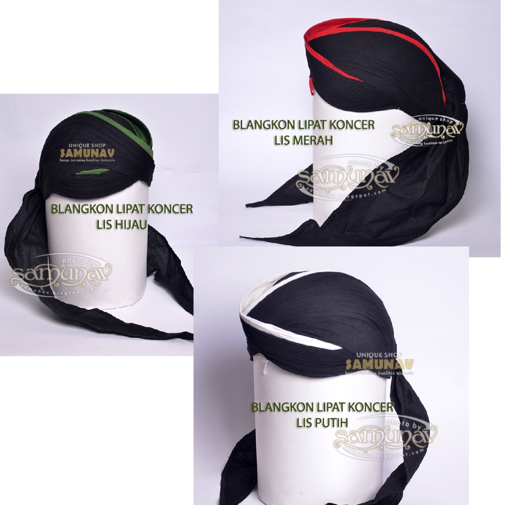 Blangkon Lipat Jogja Sliwir Hitam Lis Putih / Lis Merah / Lis Hijau