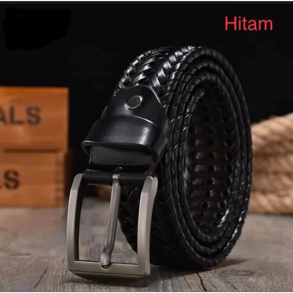 IKAT PINGGANG PRIA ANYAM GESPER KEPANG SABUK KULIT ANYAM ASLI