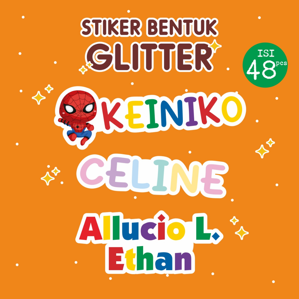 

Stiker Nama Glitter Waterproof Anak Sekolah | Stikernama ATK Label Nama Bentuk Custom