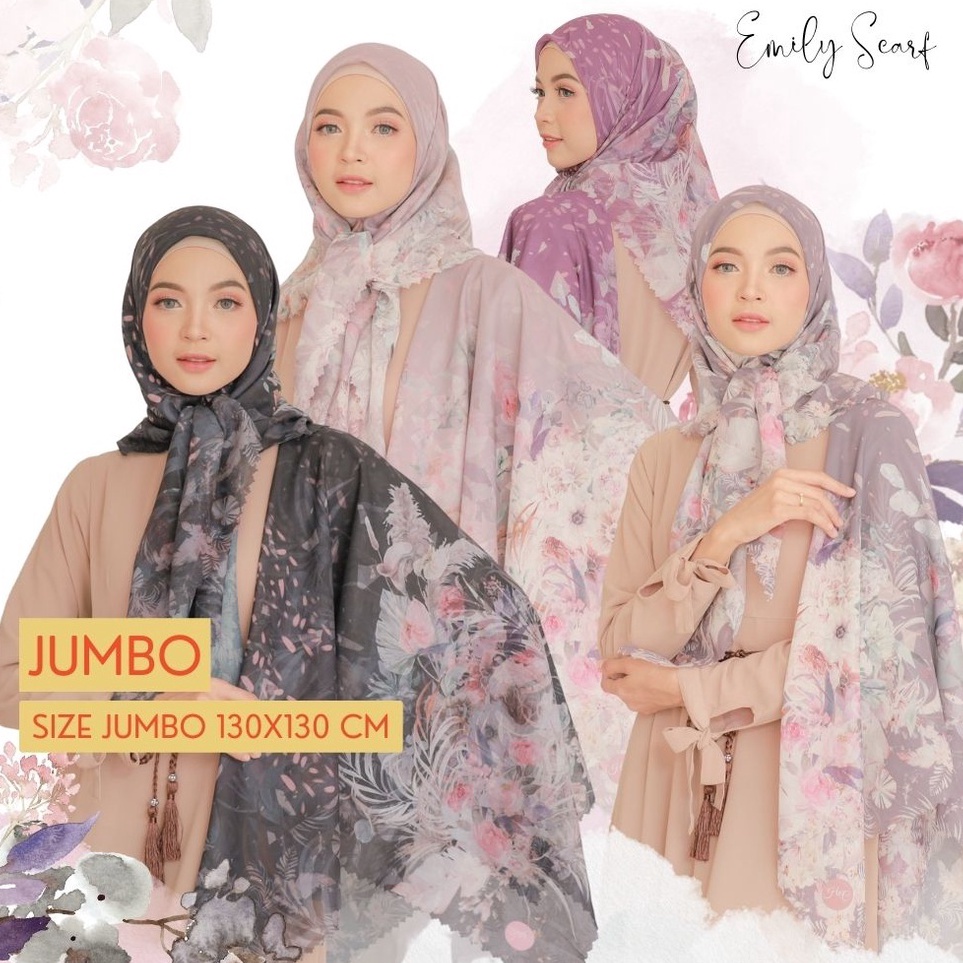 KODE Q73I Buy 3 Get 1 Gift  Hijabwanitacantik  Segi Empat Emily Scarf Polycotton Jumbo  Hijab Printi