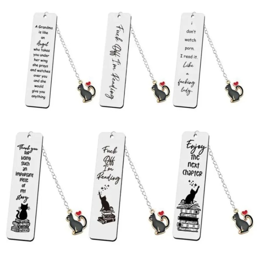 

Bookmark Pembatas Buku Kucing Hitam Stainless Steel Black Cat Quotes