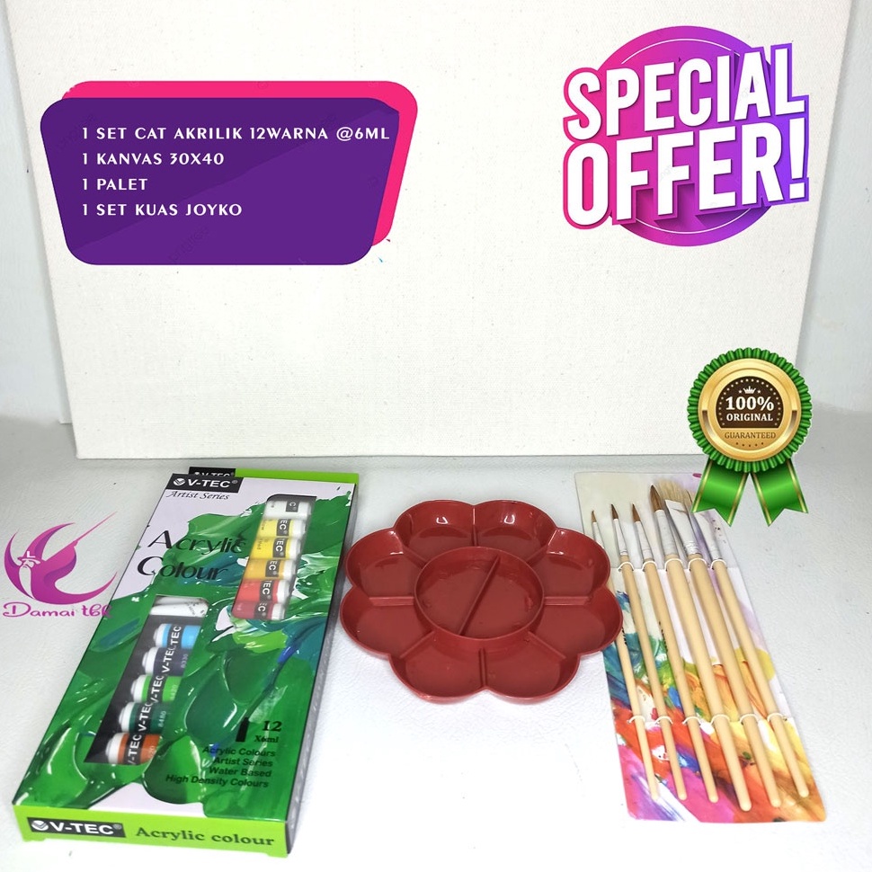 

KODE Y76E Paket Lukis E2 Kanvas kanvas 3x4 kuas palet cat akrilik