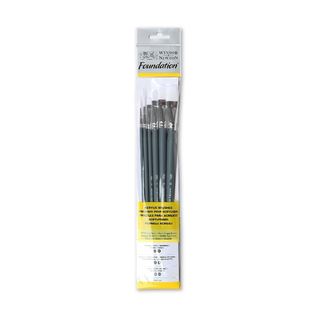 

KODE Y64W Winsor Newton Foundation Acrylic Brush Set White Synthetic