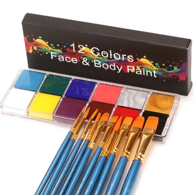 

KODE T64Z 12 Colors FaceBody painting Cat WajahBadan 12 Warna Dengan 2 Brush Kuas