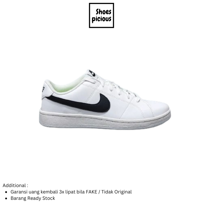 Sepatu Sneakers Pria Nike Court Royale 2 Next Nature White Black Original