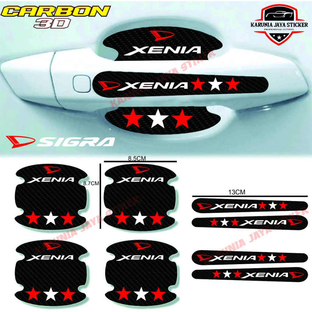 8PCS sticker karbon handle mobil daihatsu XENIA pelindung gagang pintu mobil universal