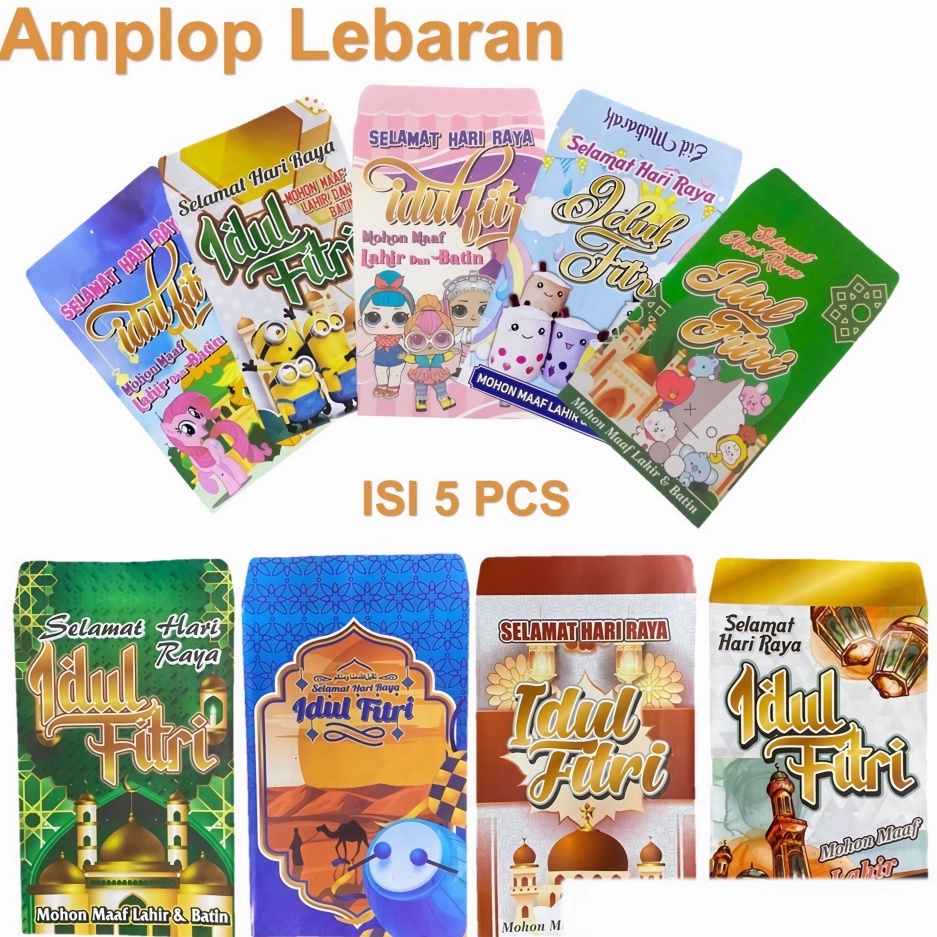 

TERMURAH APEN 5pcs Amplop Lebaran THR Karakter Motif Kartun Ukuran Kecil Idul Fitri Motif