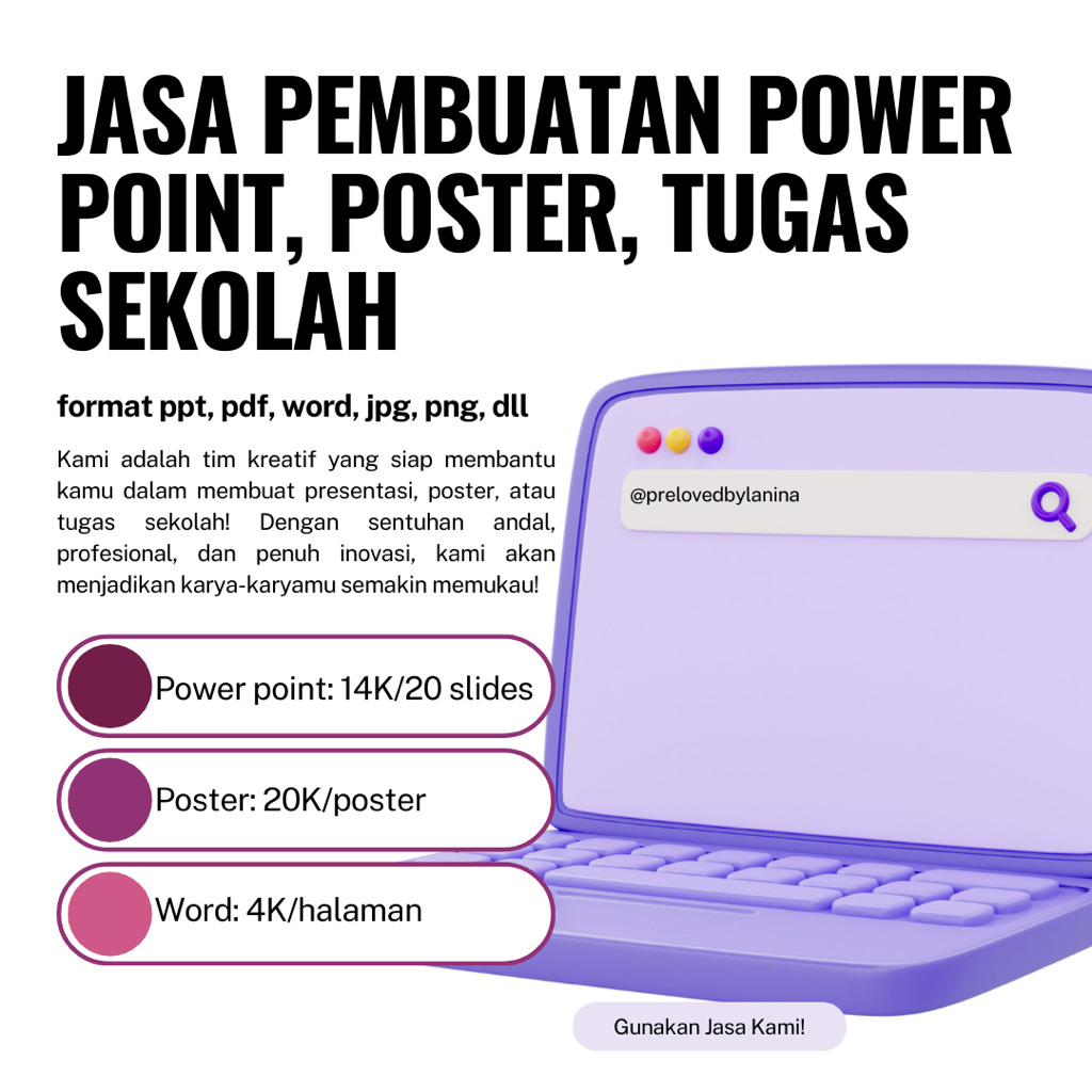 Jasa Pembuatan power point, poster, tugas sekolah