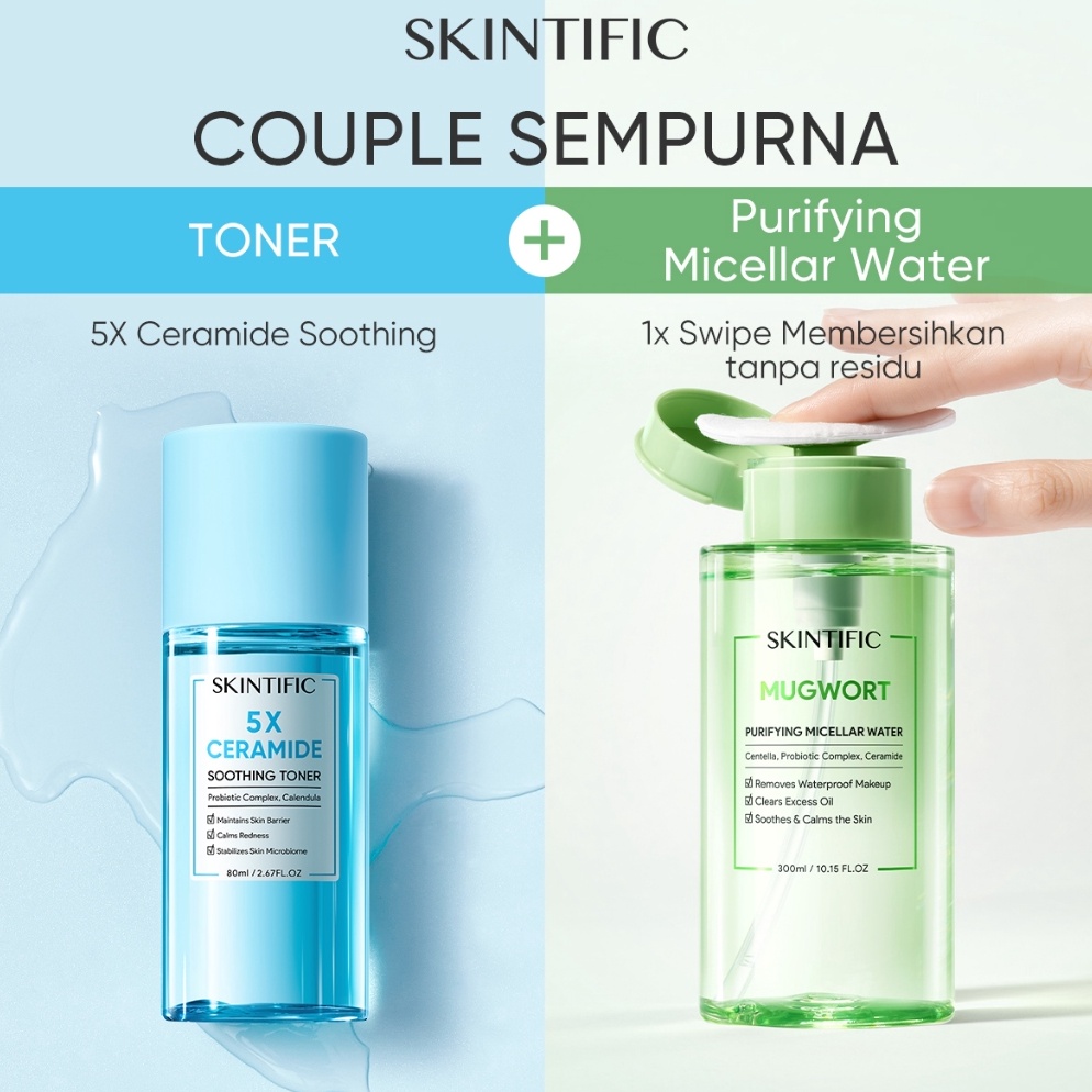 KODE I1I SKINTIFIC 2pcs Calm Down Set SkincareSKINTIFIC Mugwort Purifying Micellar Water5X Ceramide 