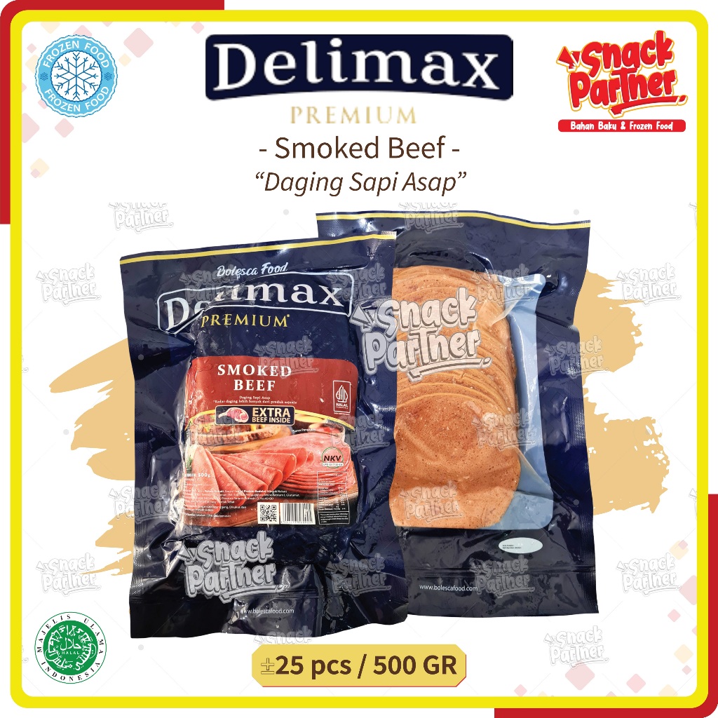 

DELIMAX | SMOKED BEEF 25 PCS / 500 GR - Daging Sapi Asap Iris Bulat Premium FROZEN FOOD Mirip Bernardi