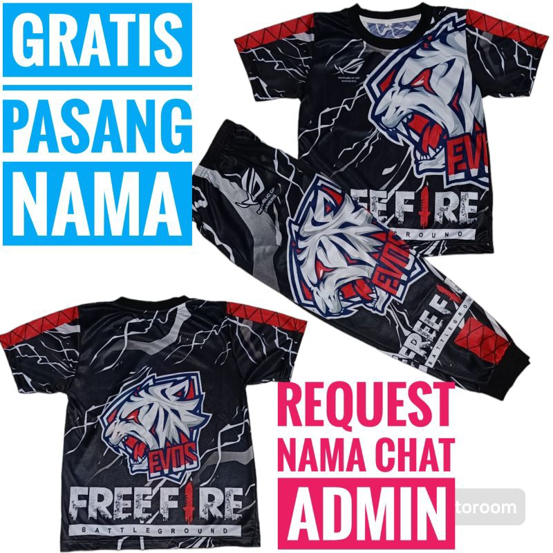 SETELAN BAJU GAMING FREE FIRE BISA CUSTOM NAMA