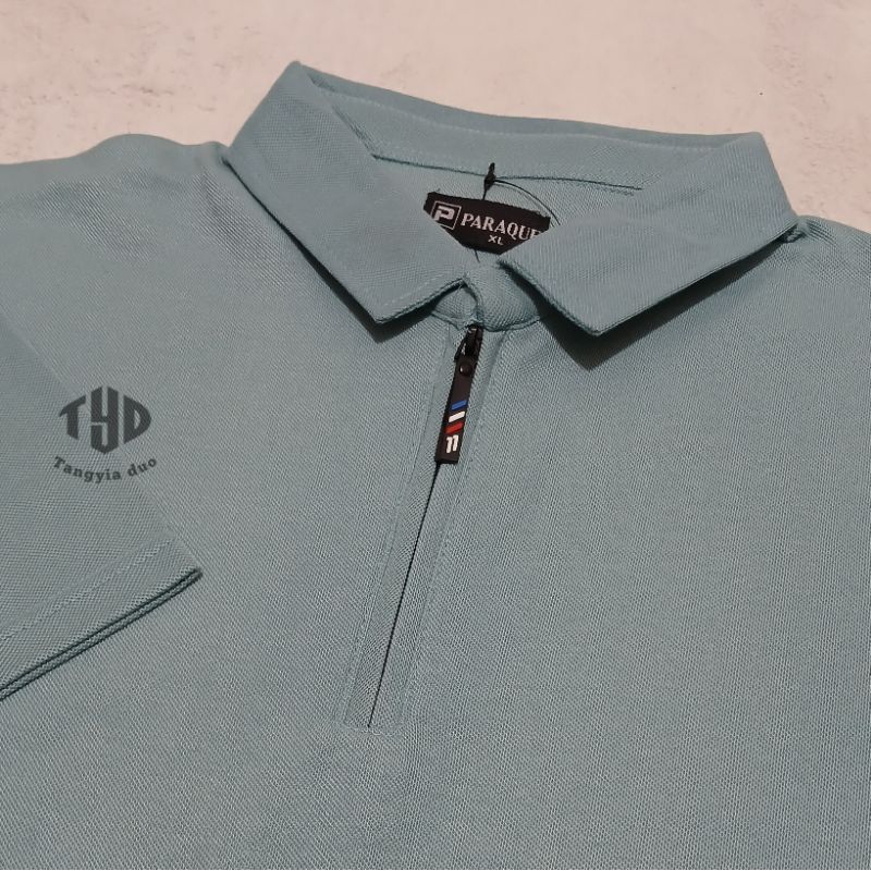 TANGYIA DUO - Kaos Polo Shirt Zipper Polos Bluebaby M L XL XXL