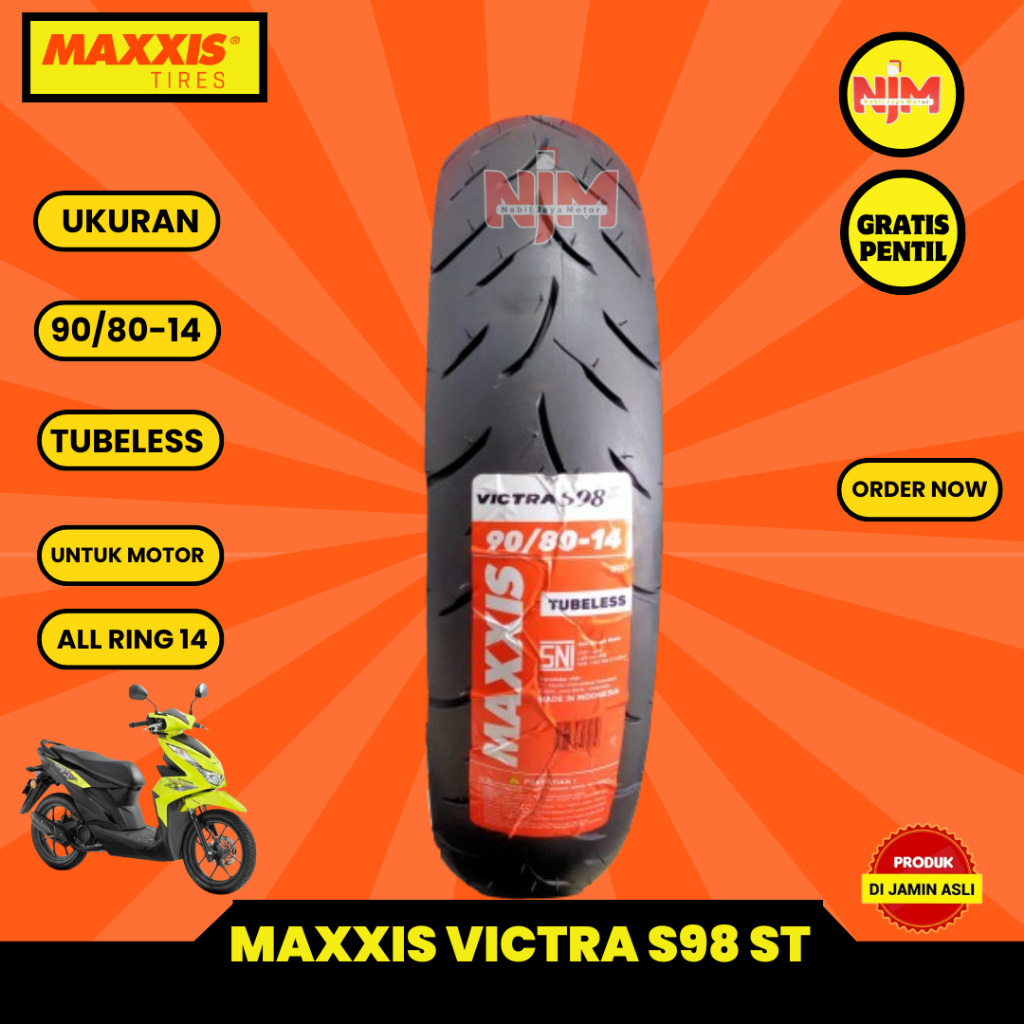 BAN TUBLES MAXXIS VICTRA 90/80 RING 14 MOTOR MATIC TUBELES ORIGINAL SOFT COMPOUND