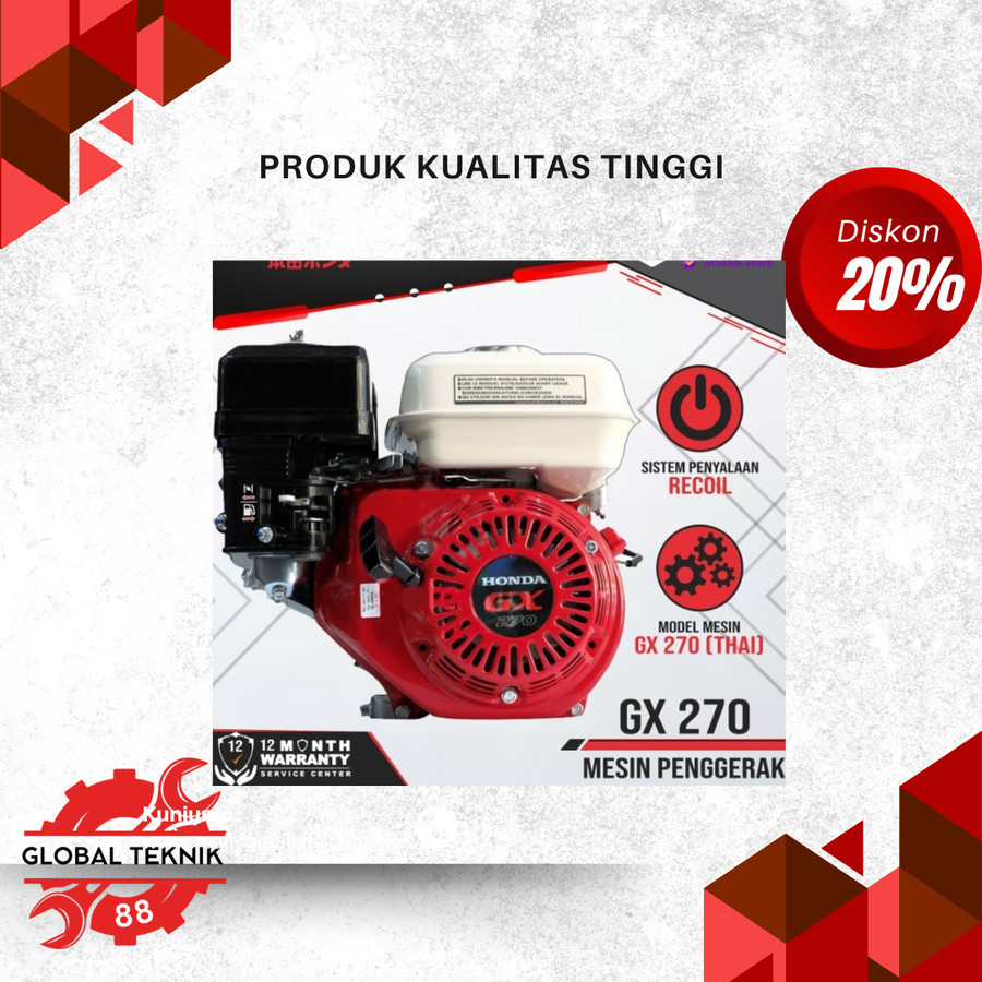 Honda Mesin Penggerak GX 270 Thailand Engine Bensin 9 Hp GX270 9Hp