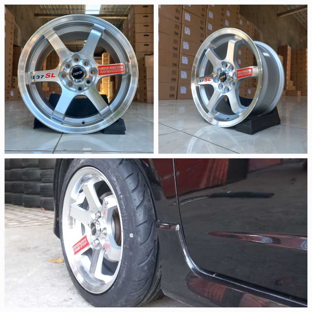 (PROMO)1 SET VELG BARU BAN SECOND TE37 SL BARU R16 H8X114/100 Lbr 7 rt ET 35 WARNA SILVER POLISH