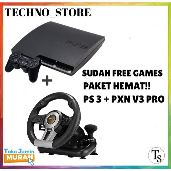 Paket Bundling Hemat PS3 + Steering Wheel Racing Free Games PS 3