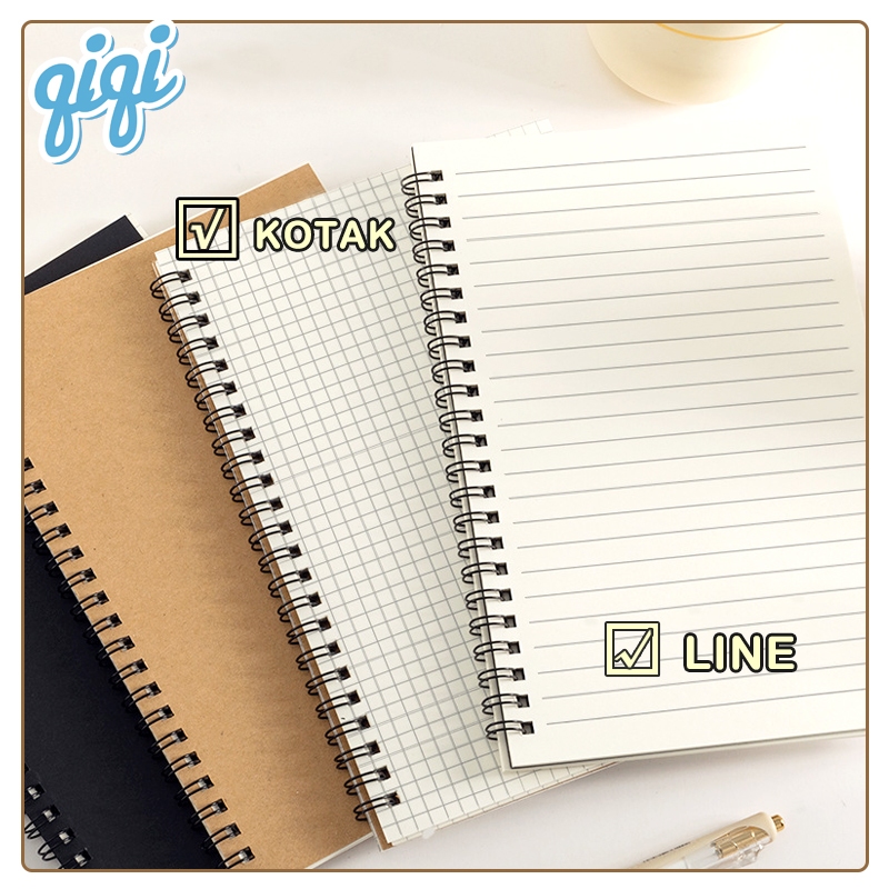 

Simple Notebook / Diary Book/ Jurnal Book / Sktech Book A5/Spiral Notebook / Buku Spiral A5/B5 60 lembar - Qiqi Treasure
