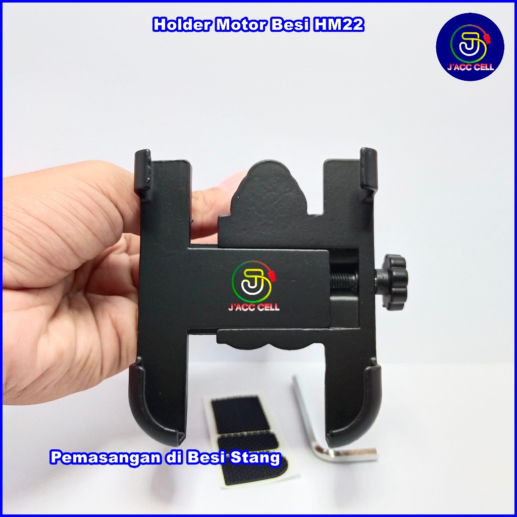 READY Holder Motor Holder Hp di Besi Stang Motor HM22 Dudukan Hp di Stang Motor HM-22 Besi ojol