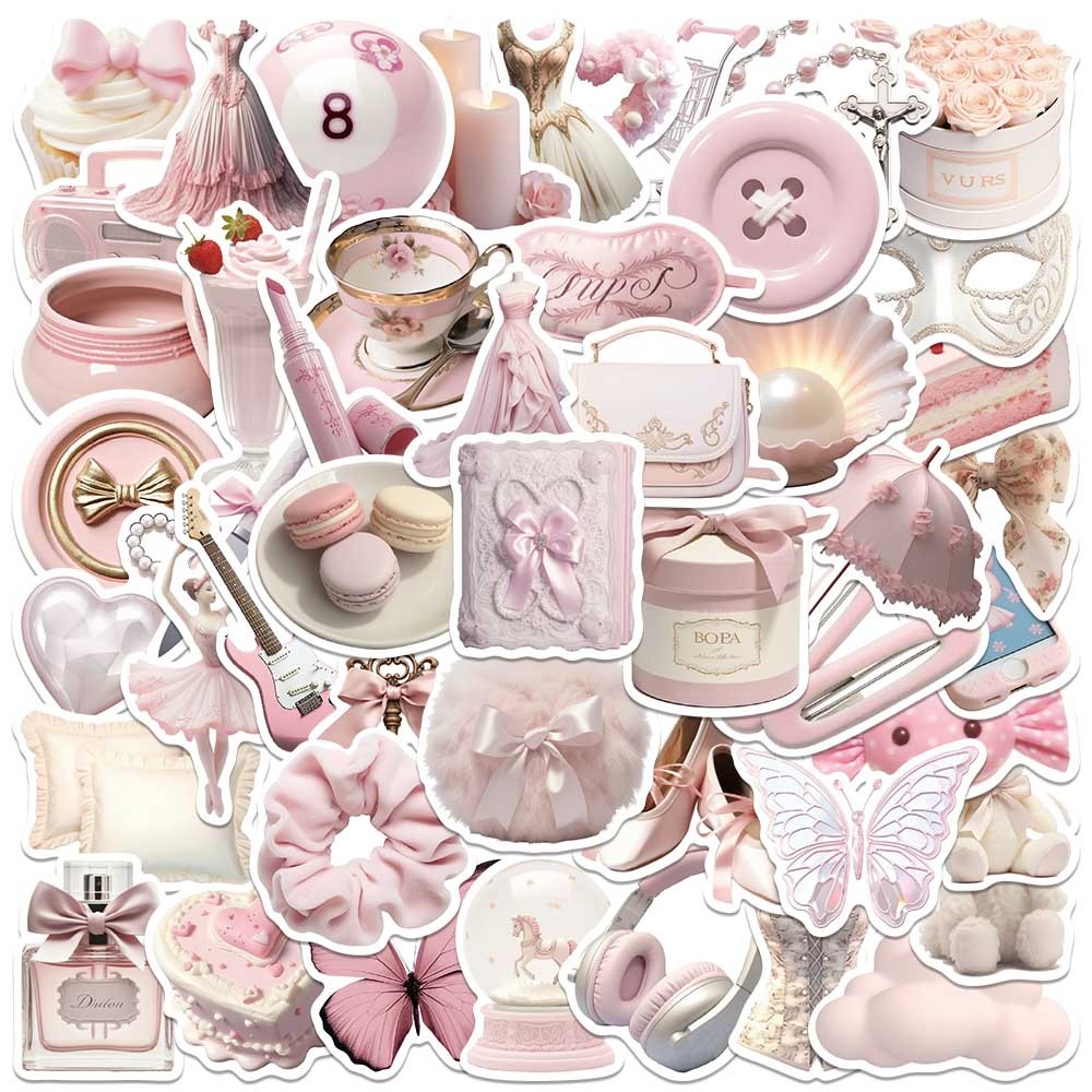 

COD 50PCS lucu pink ins Stiker balet merah muda Anti Air Stikers Berperekat Waterproof sticker decal buat Motor Helm Buku Journal Koper Casing HP Laptop Botol Minum
